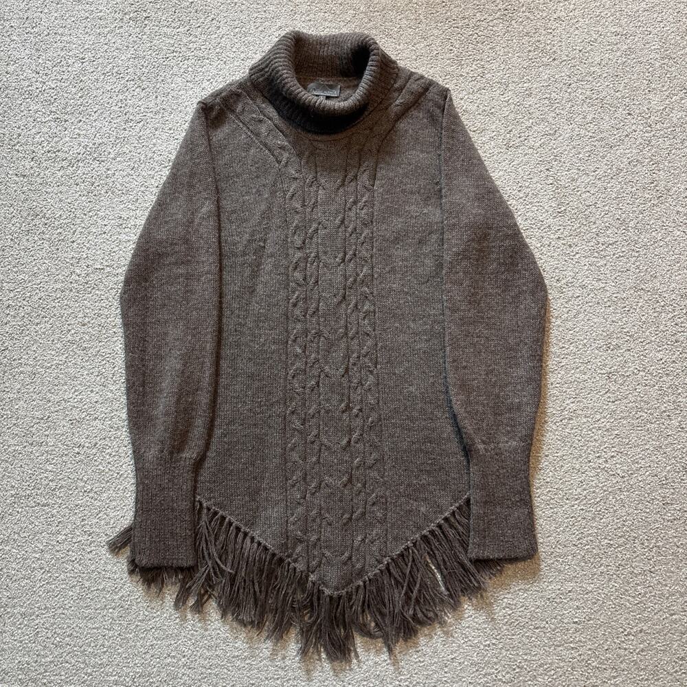 Classic Alpaca Women’s 100% Alpaca Turtleneck Sweater Cardigan Sz Large Brown